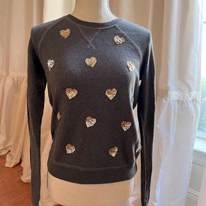 Abercrombie & Fitch SALE! ! XS Woman’s gray sweatshirt with sequined hearts.